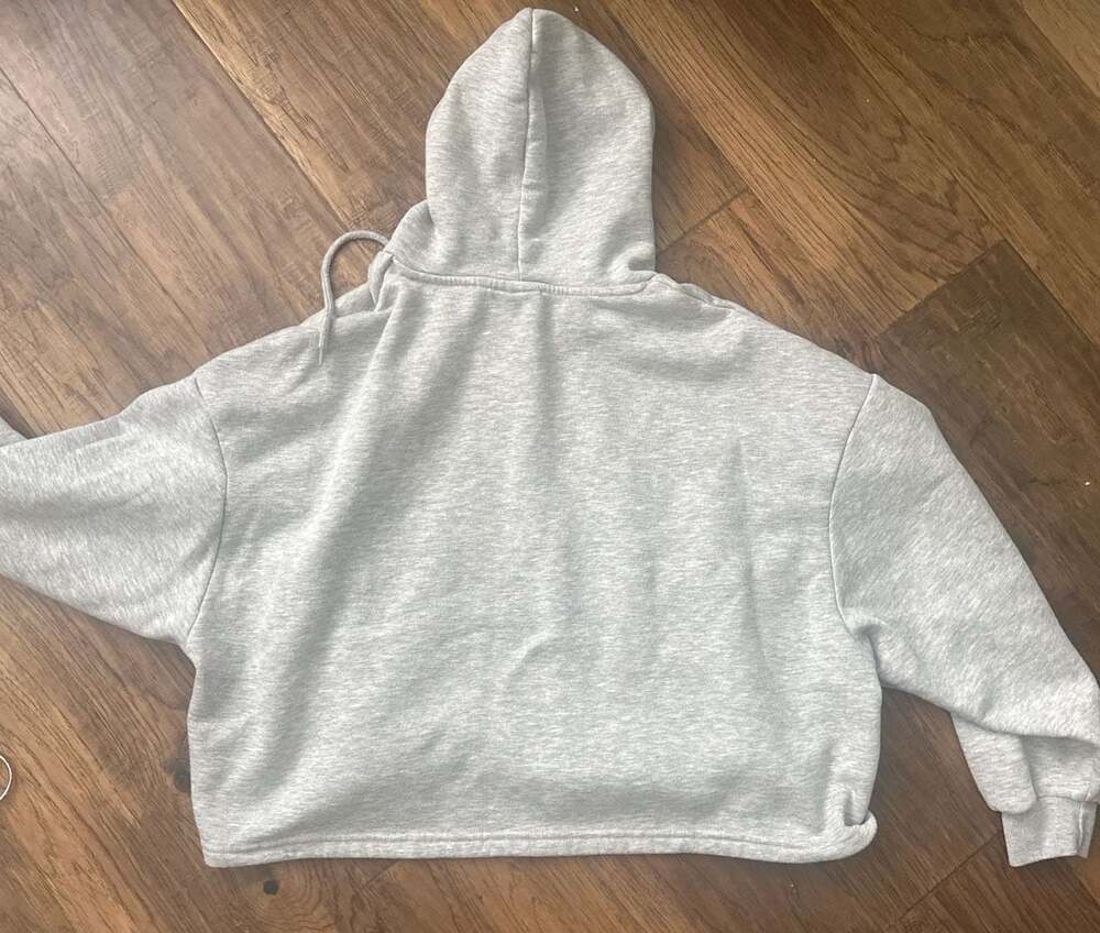 Von Dutch Grey Rhinestone Logo Cropped Hoodie - Picture 7 of 7